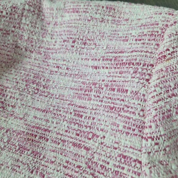 💙 Valerie Steven's Tweed Pink White Cotton Blend Shoulder Pads Blazer Size 8 - Picture 9 of 10